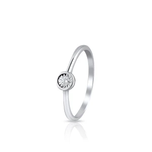 W.KRUK Pierścionek białe złoto z brylantem