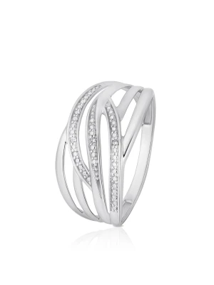 W.KRUK Pierścionek białe złoto z diamentami