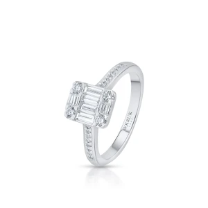 W.KRUK Pierścionek białe złoto z diamentami