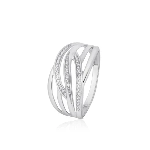 W.KRUK Pierścionek białe złoto z diamentami