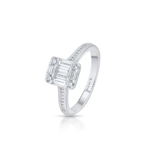 W.KRUK Pierścionek białe złoto z diamentami