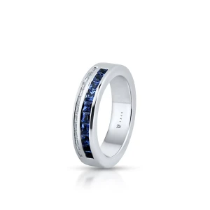 W.KRUK - Pierścionek białe złoto z diamentami i szafirami