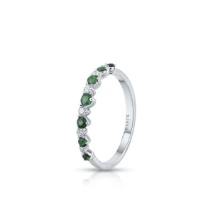 W.KRUK - Pierścionek białe złoto z diamentami i szmaragdami