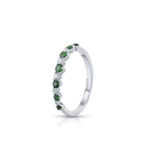 W.KRUK Pierścionek białe złoto z diamentami i szmaragdami