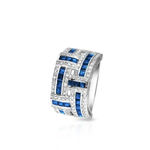 W.KRUK Pierścionek białe złoto z kamieniami szlachetnymi