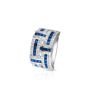 W.KRUK Pierścionek białe złoto z kamieniami szlachetnymi