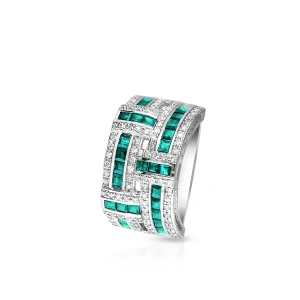 W.KRUK Pierścionek białe złoto z kamieniami szlachetnymi