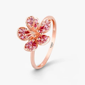 W.KRUK Pierścionek różowe złoto Kwiaty Nocy Sakura