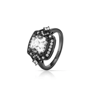 W.KRUK - Pierścionek srebrny czarne rodowanie METEORY