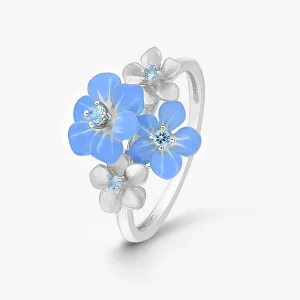 W.KRUK Pierścionek srebrny Kwiaty Nocy Niezapominajki