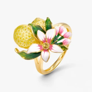 W.KRUK Pierścionek srebrny Kwiaty Nocy Cytrusy