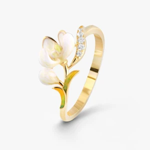 W.KRUK Pierścionek srebrny Kwiaty Nocy Konwalia