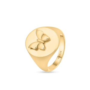 W.KRUK - Pierścionek srebrny pozłacany sygnet z motylem