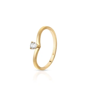 W.KRUK Pierścionek srebrny pozłacany z cyrkonią