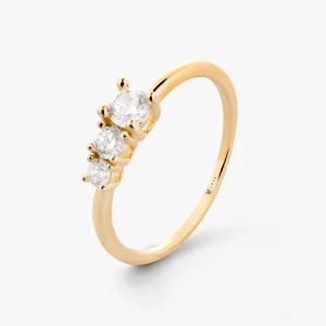 W.KRUK - Pierścionek srebrny pozłacany z cyrkoniami