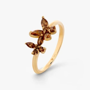 W.KRUK - Pierścionek srebrny pozłacany z cyrkoniami