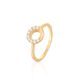 W.KRUK Pierścionek srebrny pozłacany z cyrkoniami