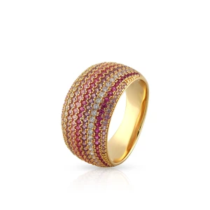 W.KRUK - Pierścionek srebrny pozłacany z cyrkoniami