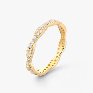 W.KRUK - Pierścionek srebrny pozłacany z cyrkoniami