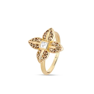 W.KRUK Pierścionek srebrny pozłacany z markasytami