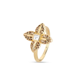 W.KRUK Pierścionek srebrny pozłacany z markasytami