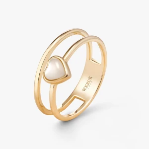 W.KRUK Pierścionek srebrny pozłacany z sercem