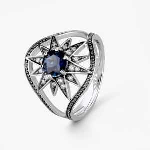 W.KRUK Pierścionek srebrny Royal Star