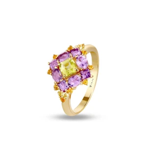 Zdjęcie produktu W.KRUK - Pierścionek srebrny z ametystami Szekspirowska