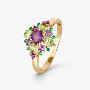 W.KRUK Pierścionek srebrny z ametystami Szekspirowska