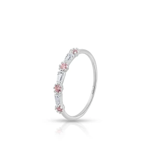 W.KRUK - Pierścionek srebrny z białymi i różowymi cyrkoniami