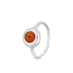 W.KRUK Pierścionek srebrny z bursztynem