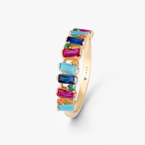 W.KRUK Pierścionek srebrny z kolorowymi kamieniami