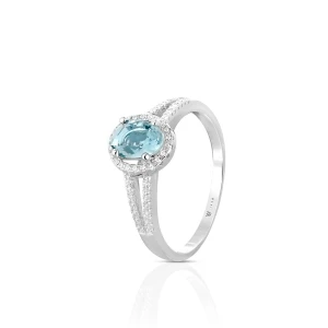 W.KRUK - Pierścionek srebrny z niebieską cyrkonią