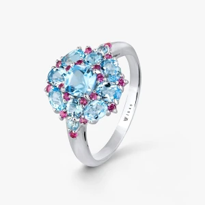 W.KRUK Pierścionek srebrny z topazami Szekspirowska