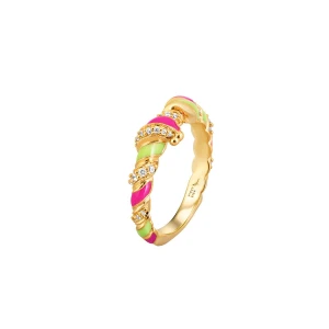 W.KRUK - Pierścionek z kolorową emalią Wonderland PICKY PICA
