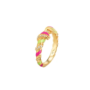 W.KRUK Pierścionek z kolorową emalią Wonderland PICKY PICA