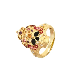 W.KRUK Pierścionek z motywem kolorowej czaszki Wonderland PICKY PICA