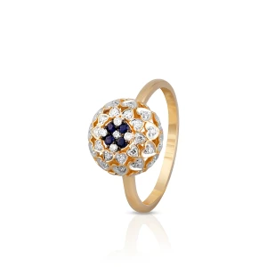 W.KRUK Pierścionek złoty bicolor z szafirami i diamentami