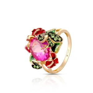 W.KRUK - Pierścionek złoty Kwiaty Nocy Anturium