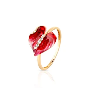 W.KRUK - Pierścionek złoty Kwiaty Nocy Anturium