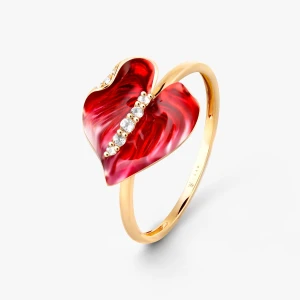 W.KRUK Pierścionek złoty Kwiaty Nocy Anturium