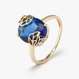 W.KRUK Pierścionek złoty Kwiaty Nocy Borówka