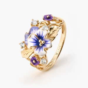 W.KRUK - Pierścionek złoty Kwiaty Nocy Bratki