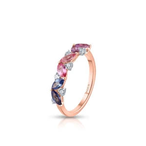 W.KRUK - Pierścionek złoty z brylantami i szafirami