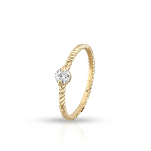 W.KRUK Pierścionek złoty z cyrkonią