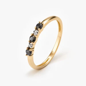 W.KRUK Pierścionek złoty z czarnymi szafirami