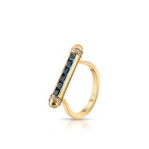 W.KRUK - Pierścionek złoty z diamentami i szafirami