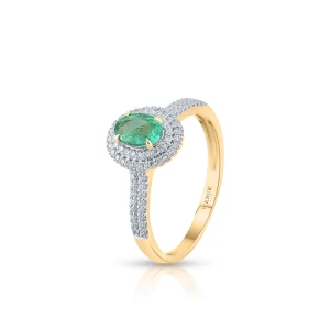 W.KRUK Pierścionek złoty z diamentami i szmaragdem