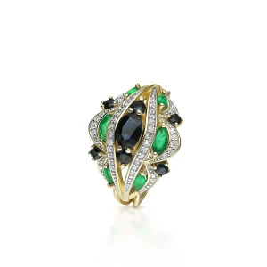 W.KRUK - Pierścionek złoty z kamieniami szlachetnymi