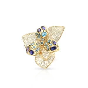 W.KRUK Pierścionek złoty z motywem kwiatowym